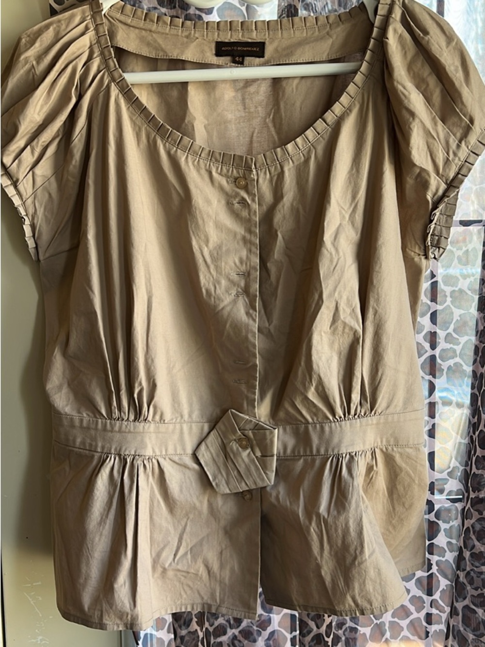 Adolfo Dominguez Beige/Tan Blouse with Branded Label